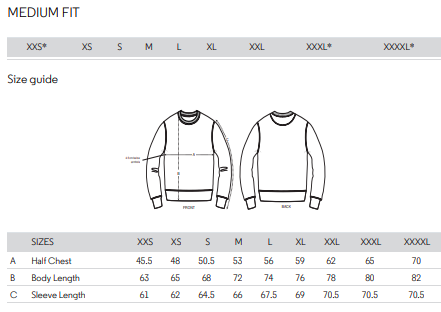 Size guide sweater